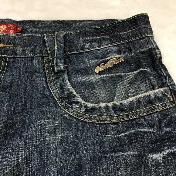 Vintage Stash House Embellished Jean Shorts Mens Size 40 100% Cotton Baggy Denim - Picture 9 of 16